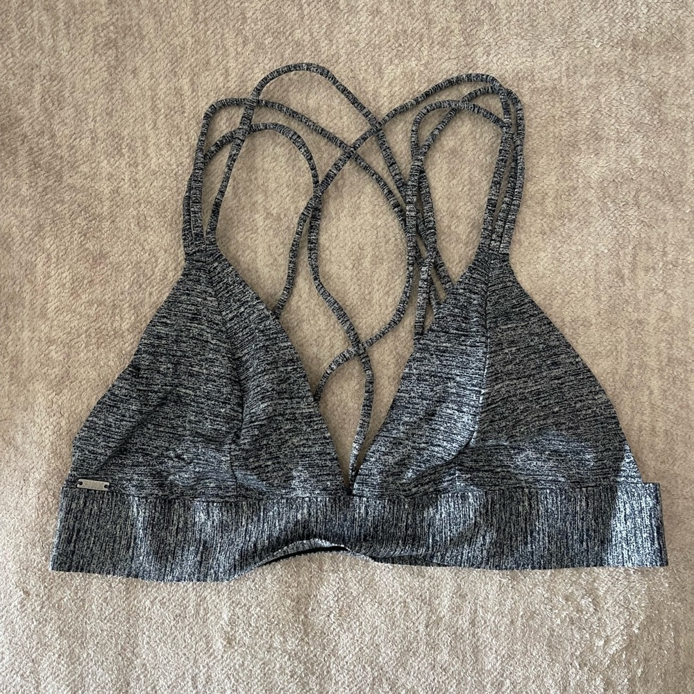 PINK Victoria's Secret Charcoal Strappy Sports Bra